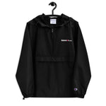 Famosos Black Embroidered Champion Packable Jacket